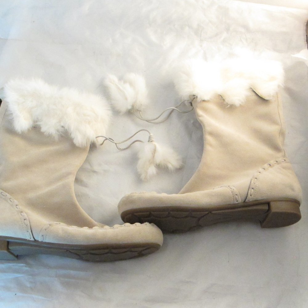 Nine West Suede Rabbit fur moccasin Boots 8.5